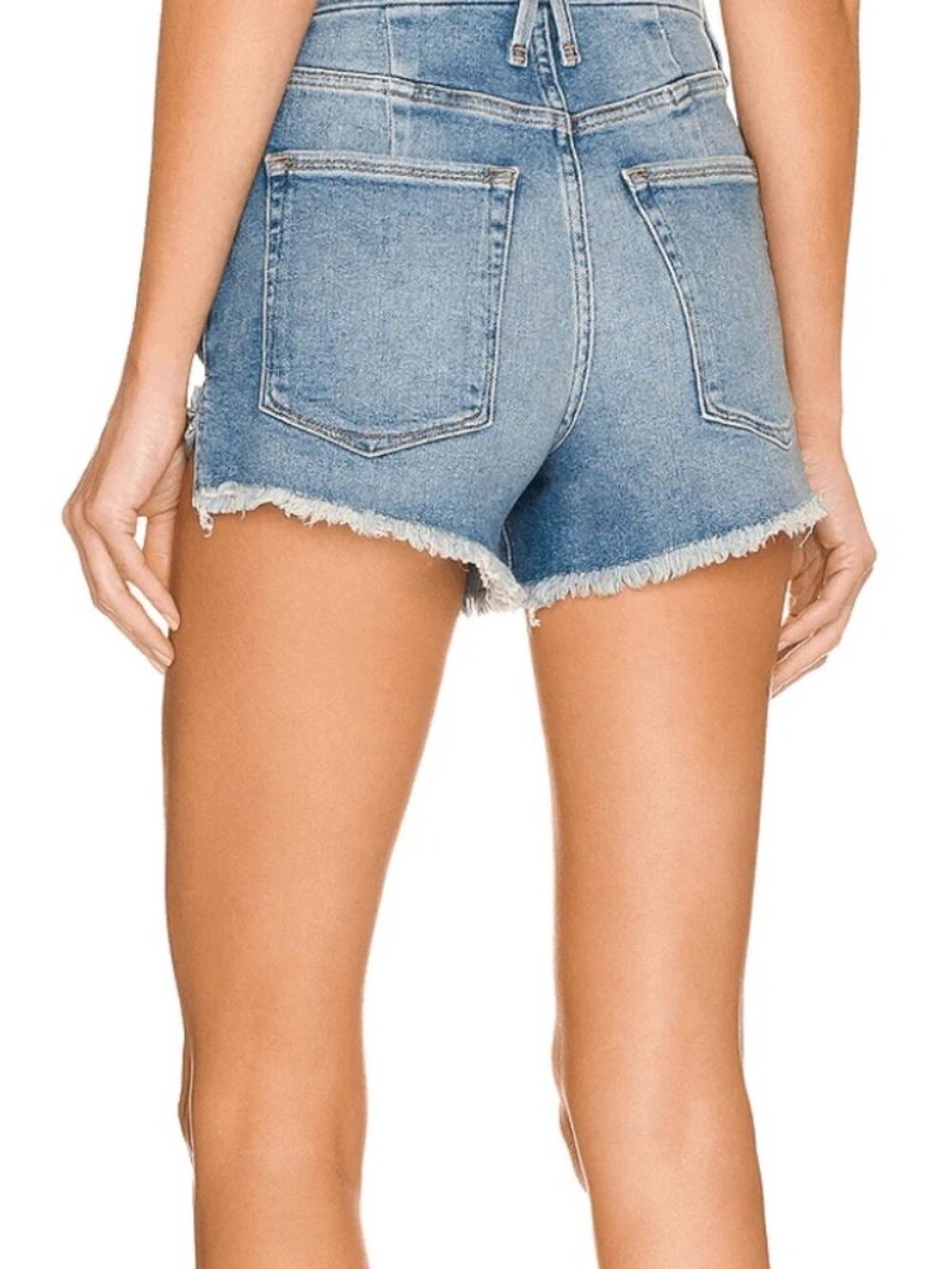 Good American Good Curve High Waist Denim Shorts Distressed Cutoff Blue 466 | Si